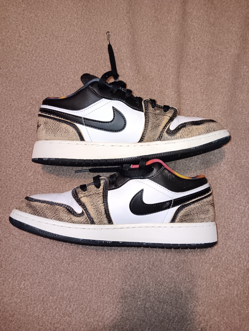 Jordan Kids Low-Top Sneakers - White, Black & Tan
